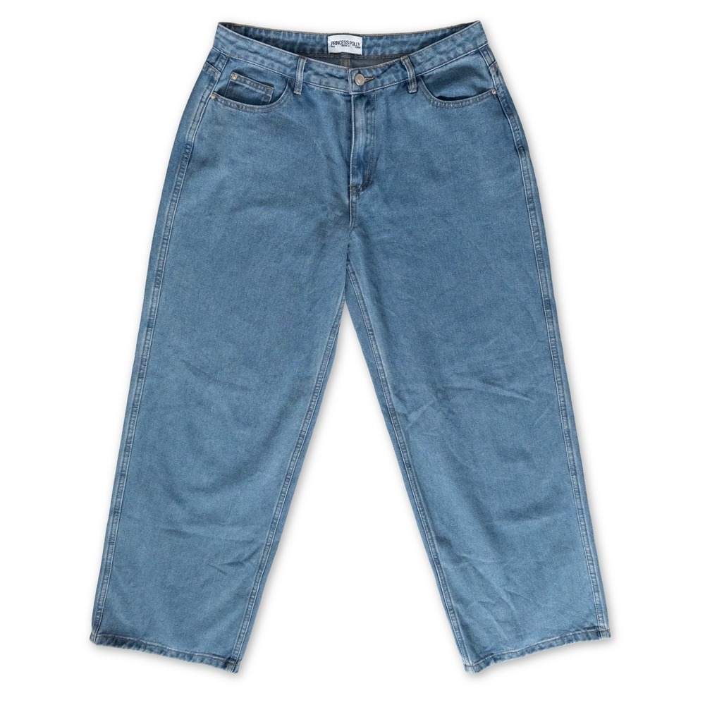 Princess Polly Jeans Womens Size 8 Light Wash Wide Leg Denim on Denim Look‎